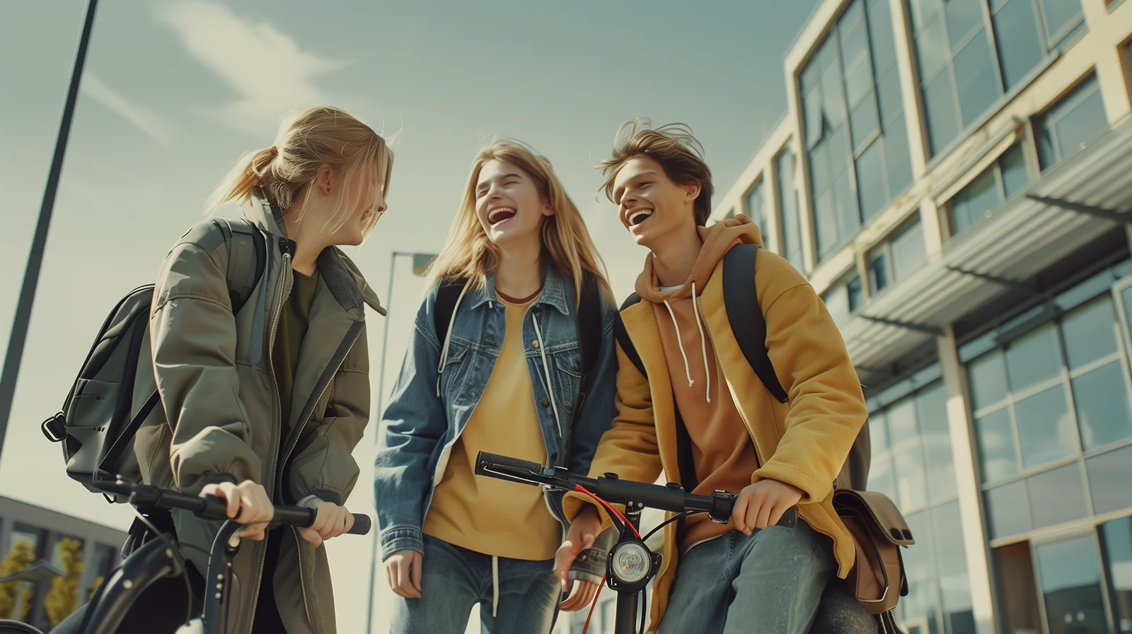 3 young teenagers laughing